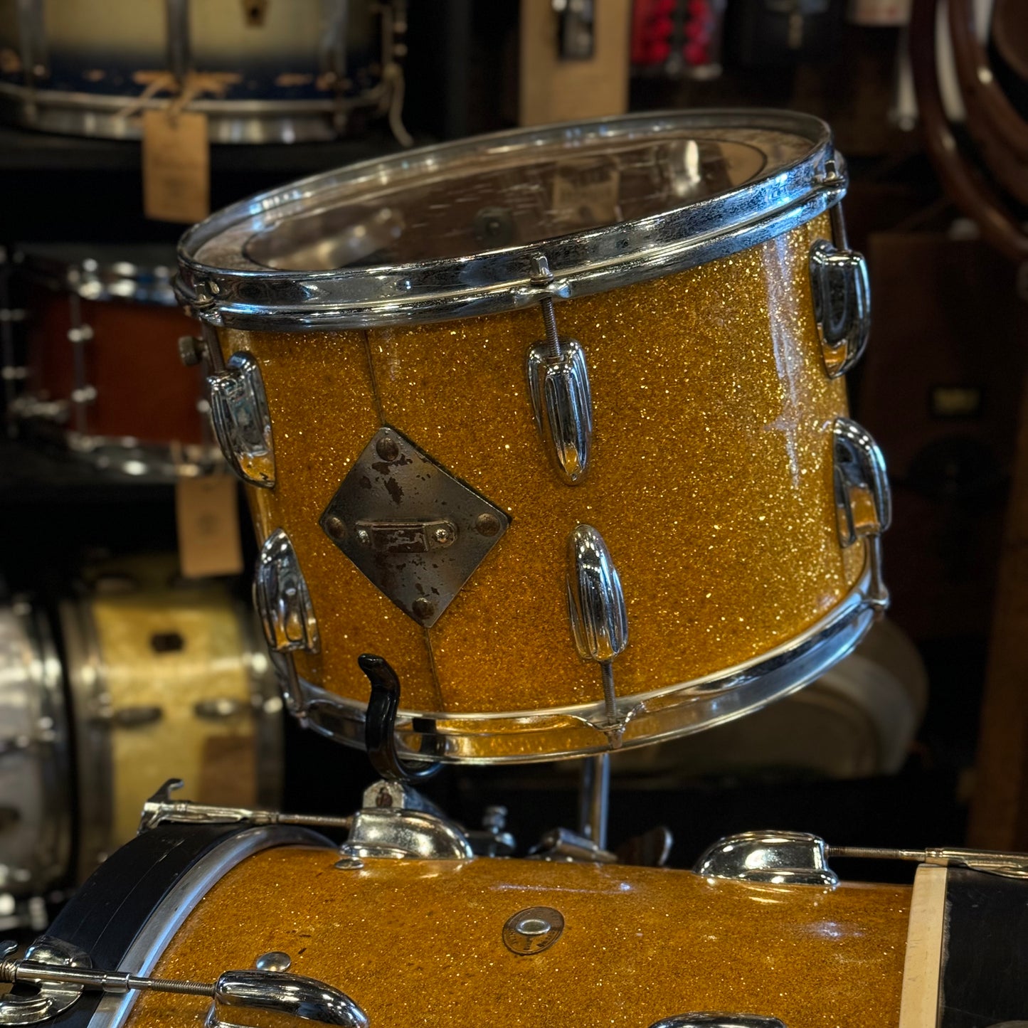 VINTAGE 1950s-60s Slingerland Radioking in Gold Sparkle - 14x22, 9x13, 16x16