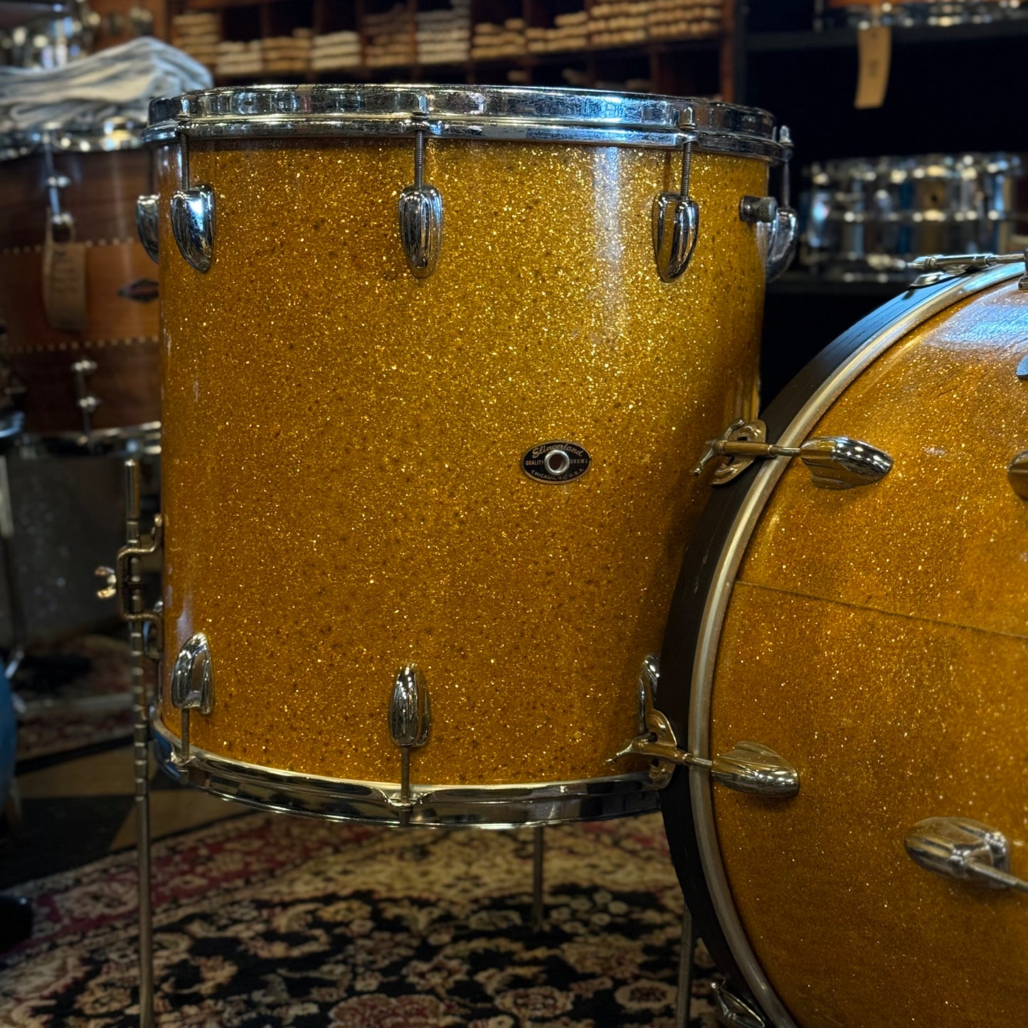 VINTAGE 1950s-60s Slingerland Radioking in Gold Sparkle - 14x22, 9x13, 16x16