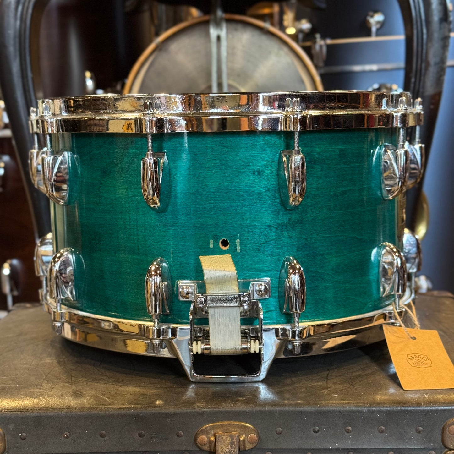 USED 90's Gretsch 8x14 USA Snare Drum in Caribbean Blue Gloss