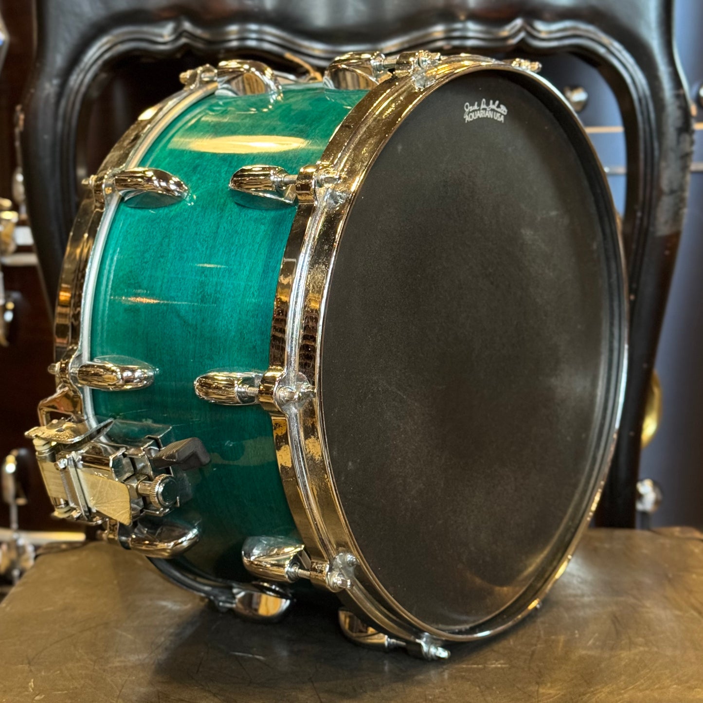 USED 90's Gretsch 8x14 USA Snare Drum in Caribbean Blue Gloss