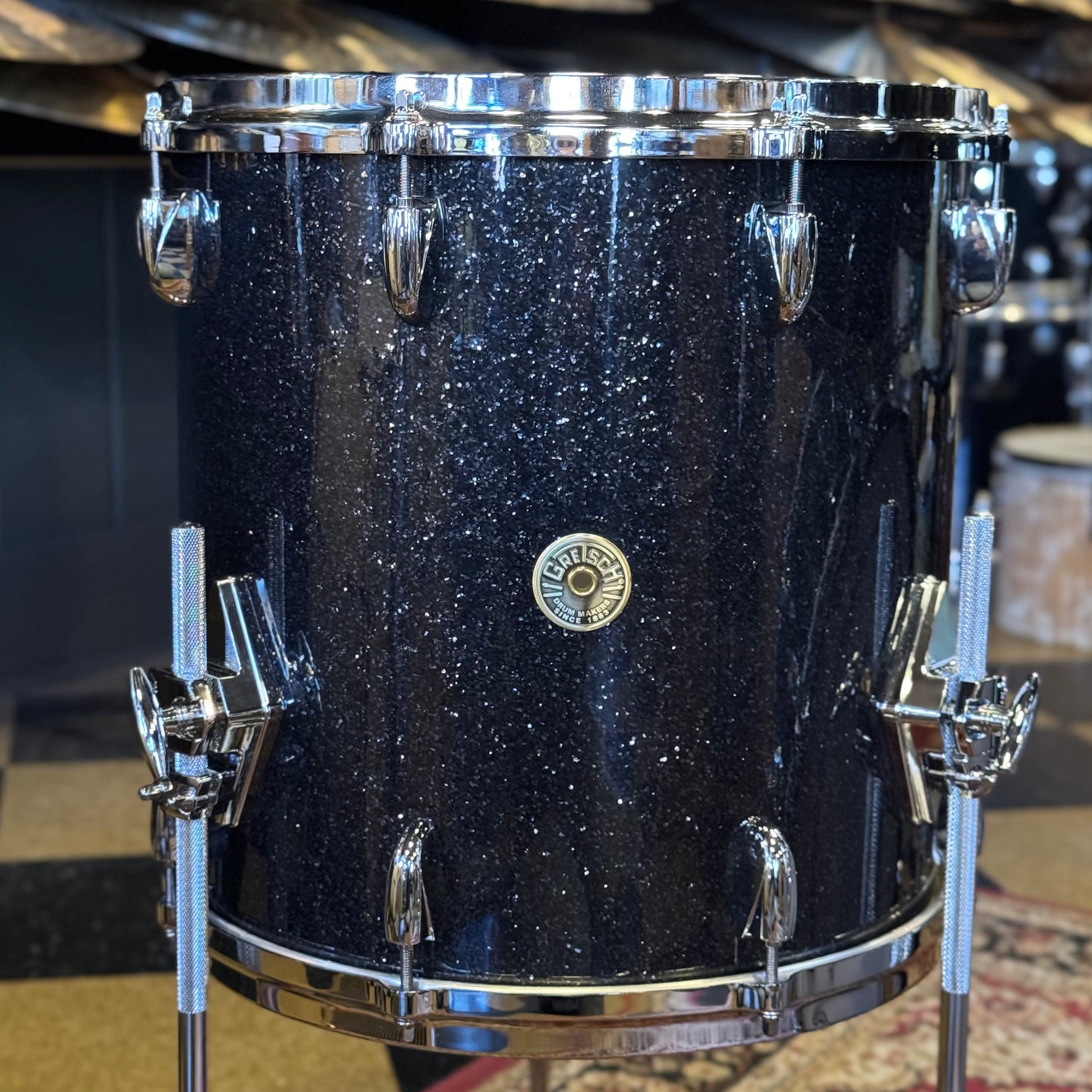 USED (Like New) Gretsch USA Custom in Black Glass Glitter - 14x20, 7x10, 8x12, 14x14