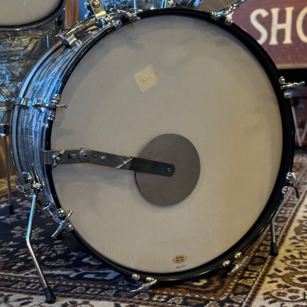 VINTAGE 1959-60 Ludwig Transition Badge Drum Set in Sky Blue Pearl w/ Matching Downbeat Snare - 12x20, 8x12, 8x12, 14x14, 4x14