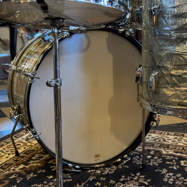 VINTAGE 1959-60 Ludwig Transition Badge Drum Set in Sky Blue Pearl w/ Matching Downbeat Snare - 12x20, 8x12, 8x12, 14x14, 4x14