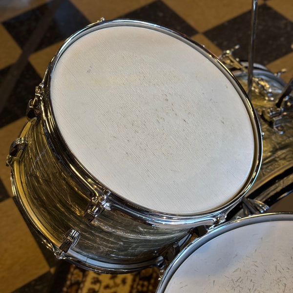 VINTAGE 1959-60 Ludwig Transition Badge Drum Set in Sky Blue Pearl w/ Matching Downbeat Snare - 12x20, 8x12, 8x12, 14x14, 4x14