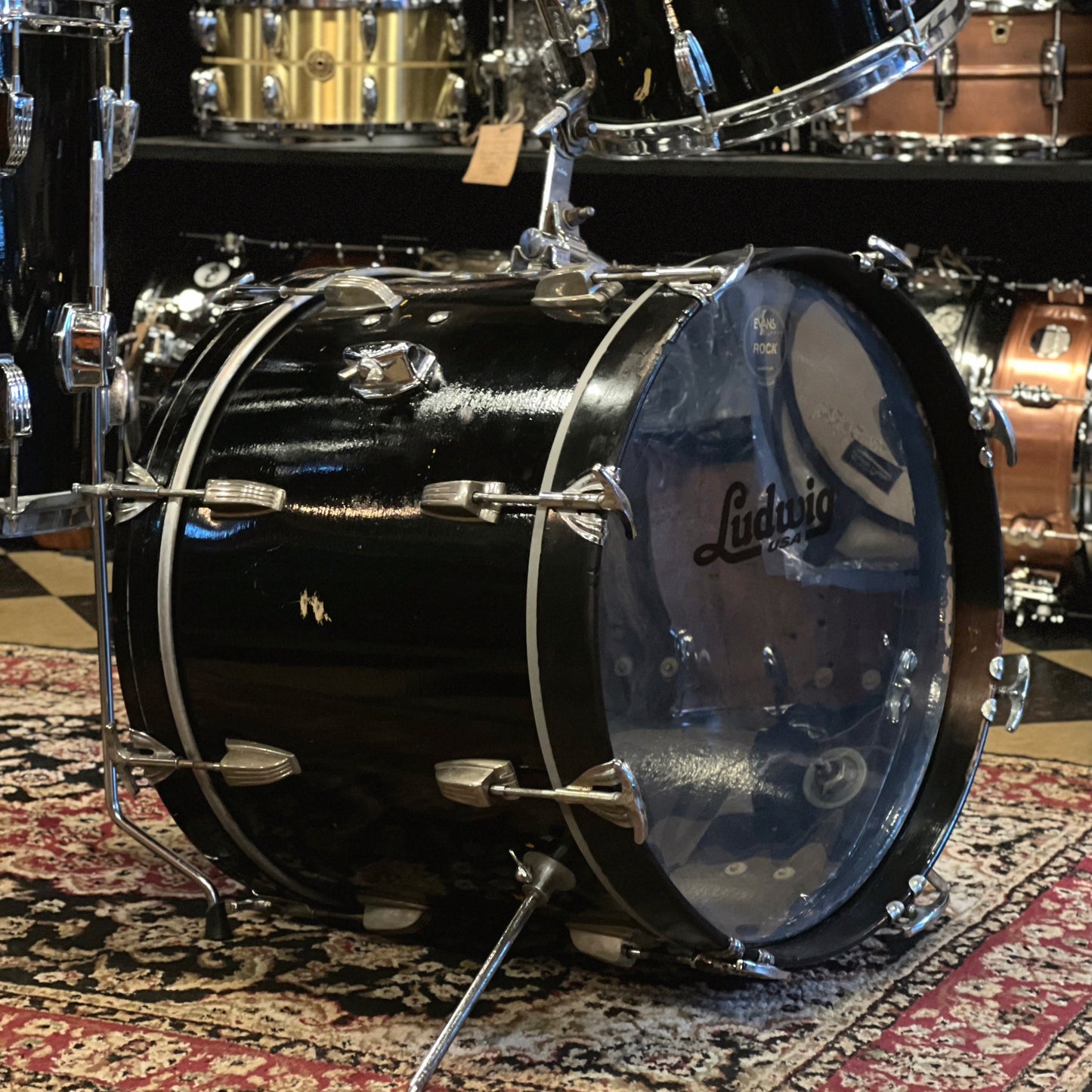 VINTAGE 1966 Ludwig "Jazzette" in Black Duco - 14x18, 8x12, 14x14