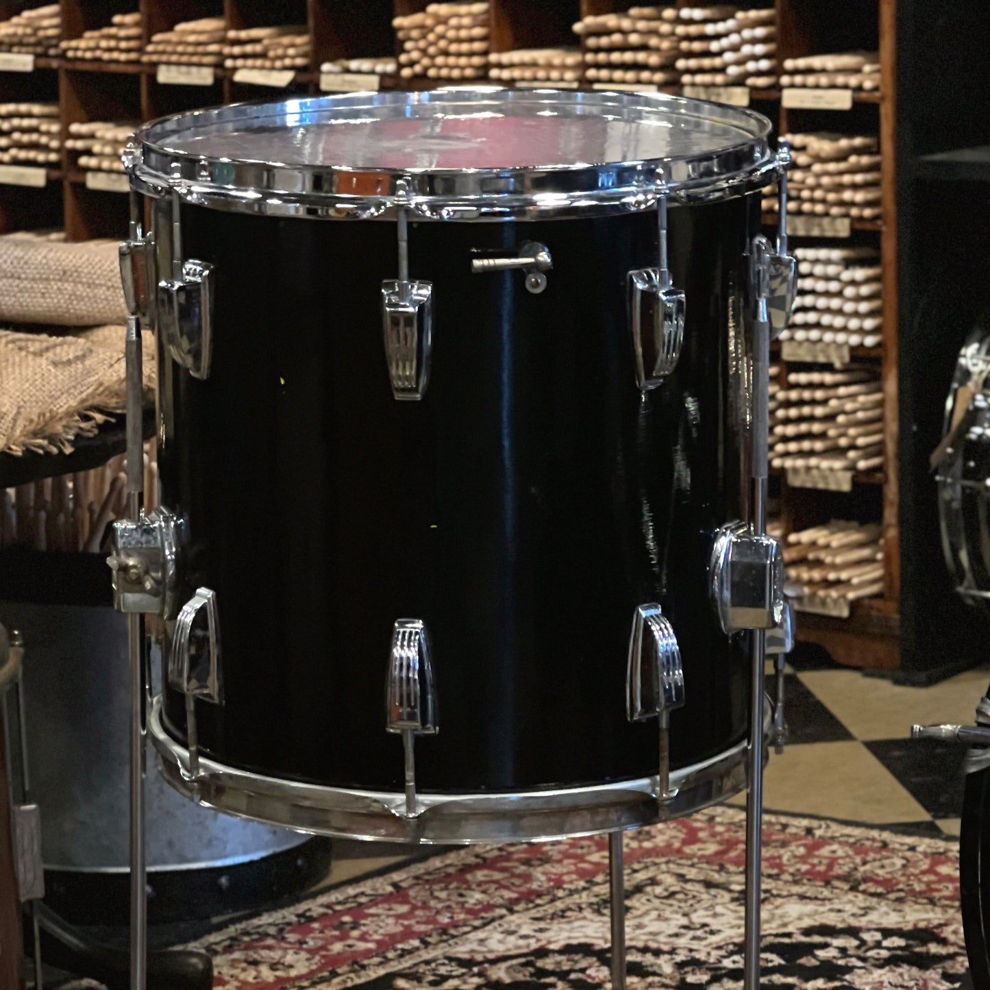 VINTAGE 1966 Ludwig "Jazzette" in Black Duco - 14x18, 8x12, 14x14