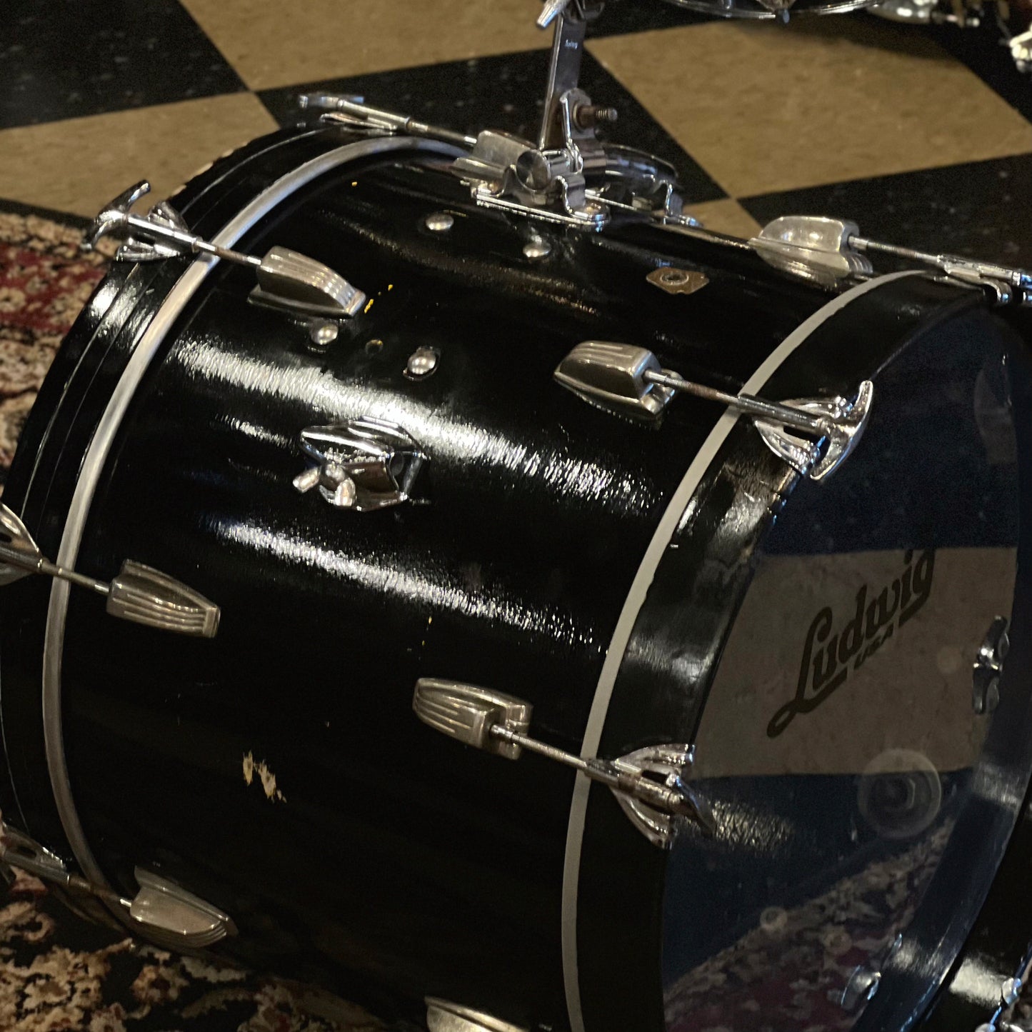 VINTAGE 1966 Ludwig "Jazzette" in Black Duco - 14x18, 8x12, 14x14