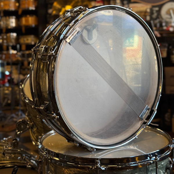 VINTAGE 1959-60 Ludwig Transition Badge Drum Set in Sky Blue Pearl w/ Matching Downbeat Snare - 12x20, 8x12, 8x12, 14x14, 4x14