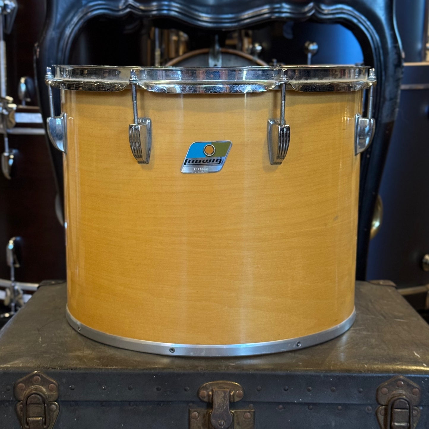 VINTAGE 1970's Ludwig Blue & Olive Badge 13x15 Concert Tom in Thermogloss