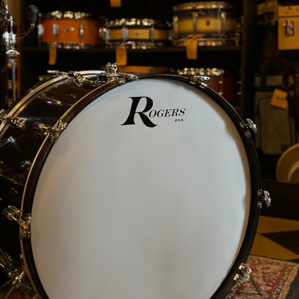 VINTAGE 1970's Rogers Fullerton Era Drum Set in Black Nitron - 14x26, 9x13, 12x14, 16x16, 16x18