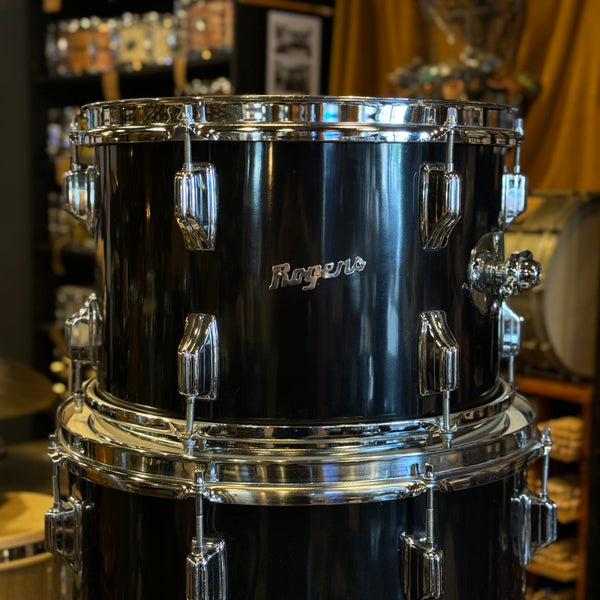 VINTAGE 1970's Rogers Fullerton Era Drum Set in Black Nitron - 14x26, 9x13, 12x14, 16x16, 16x18