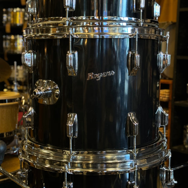 VINTAGE 1970's Rogers Fullerton Era Drum Set in Black Nitron - 14x26, 9x13, 12x14, 16x16, 16x18