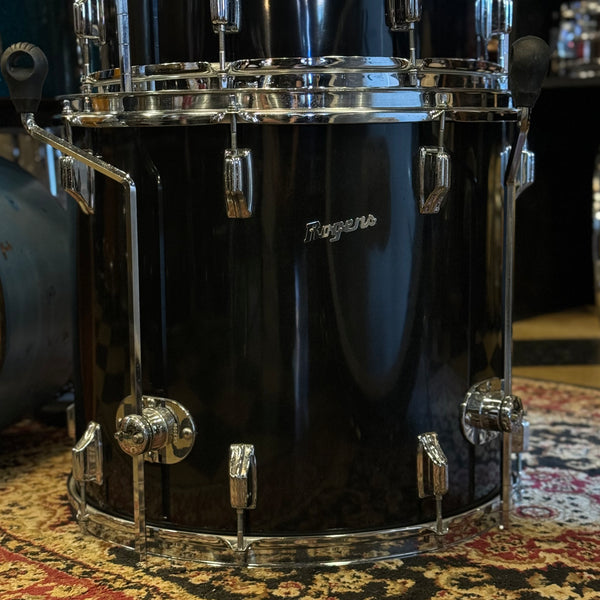 VINTAGE 1970's Rogers Fullerton Era Drum Set in Black Nitron - 14x26, 9x13, 12x14, 16x16, 16x18