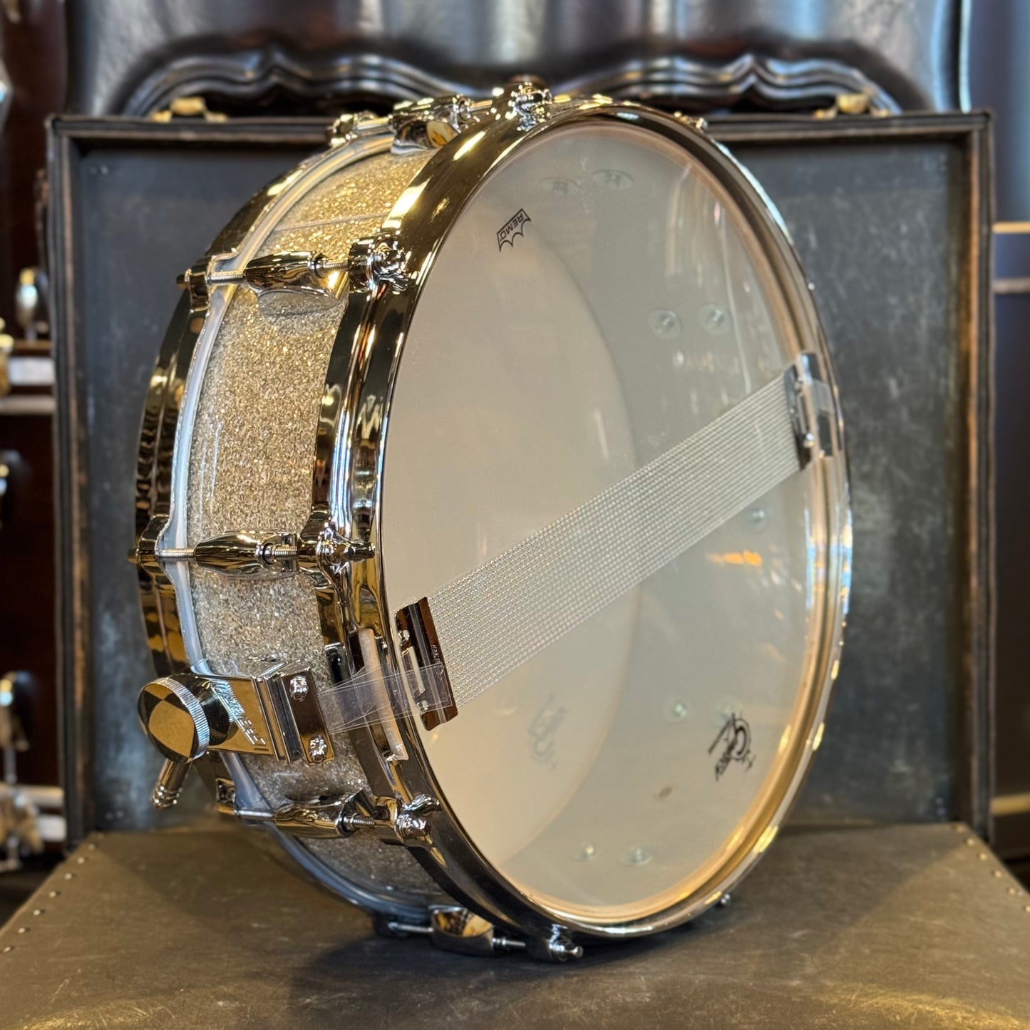 NEW Gretsch 4.5x14 USA Custom Snare Drum in Silver Glass Glitter w/ Micro Sensitive