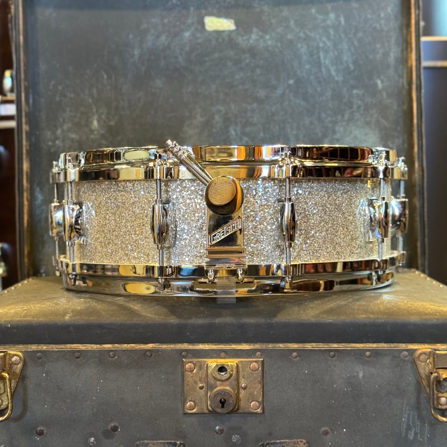 NEW Gretsch 4.5x14 USA Custom Snare Drum in Silver Glass Glitter w/ Micro Sensitive