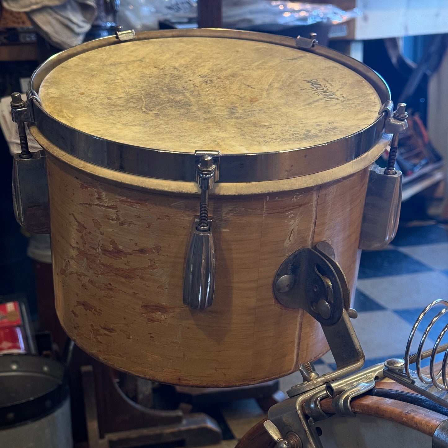 VINTAGE 1950's Slingerland Ensemble 7-N Gene Krupa Jr. Outfit in Knotty Pine - 12x22, 7x10, 8x12