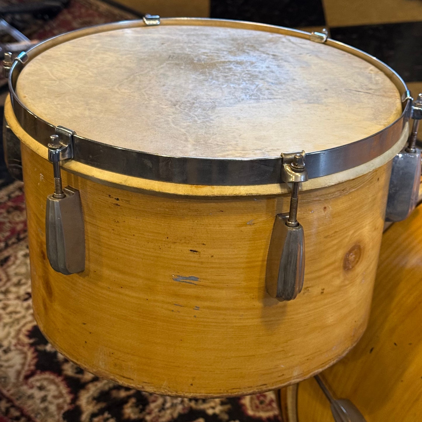 VINTAGE 1950's Slingerland Ensemble 7-N Gene Krupa Jr. Outfit in Knotty Pine - 12x22, 7x10, 8x12