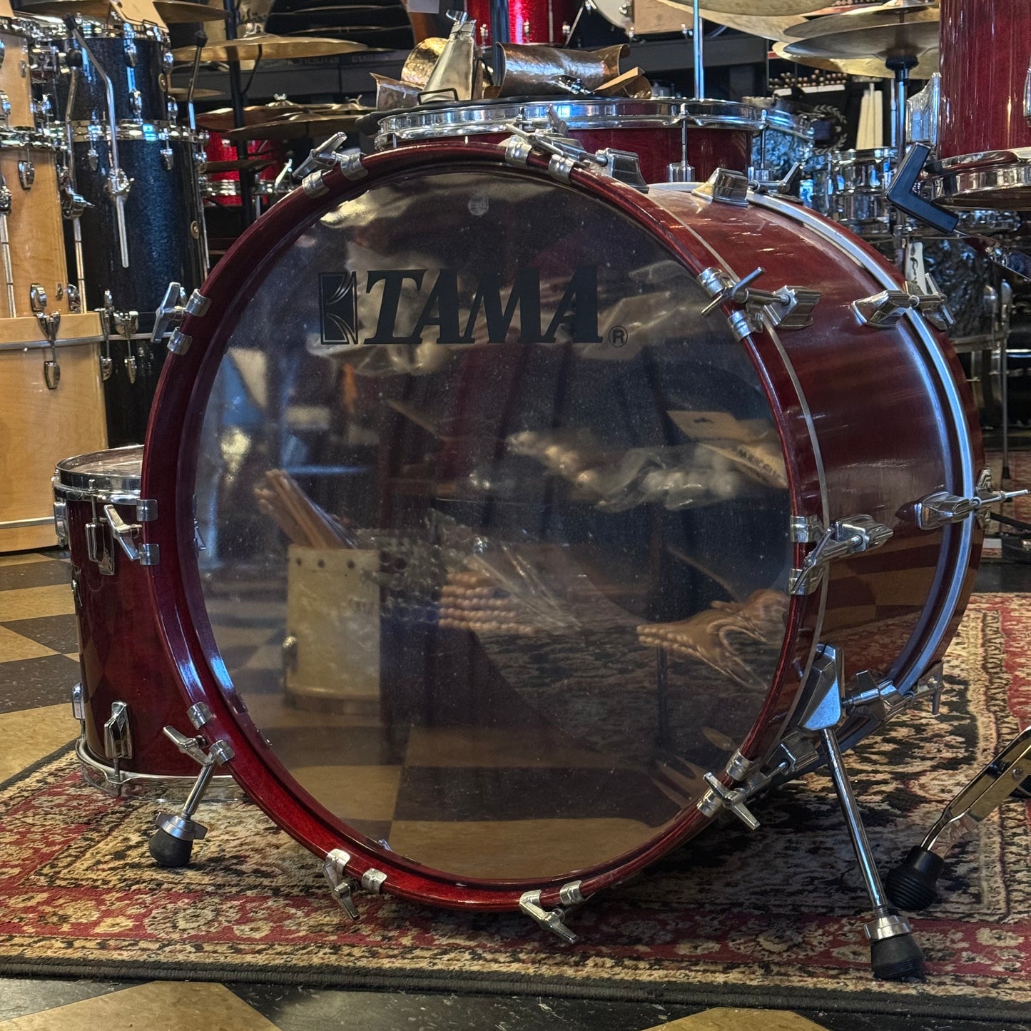 VINTAGE 1980's Tama Superstar in Cherry Stain - 16x22, 11x12, 12x13, 16x16