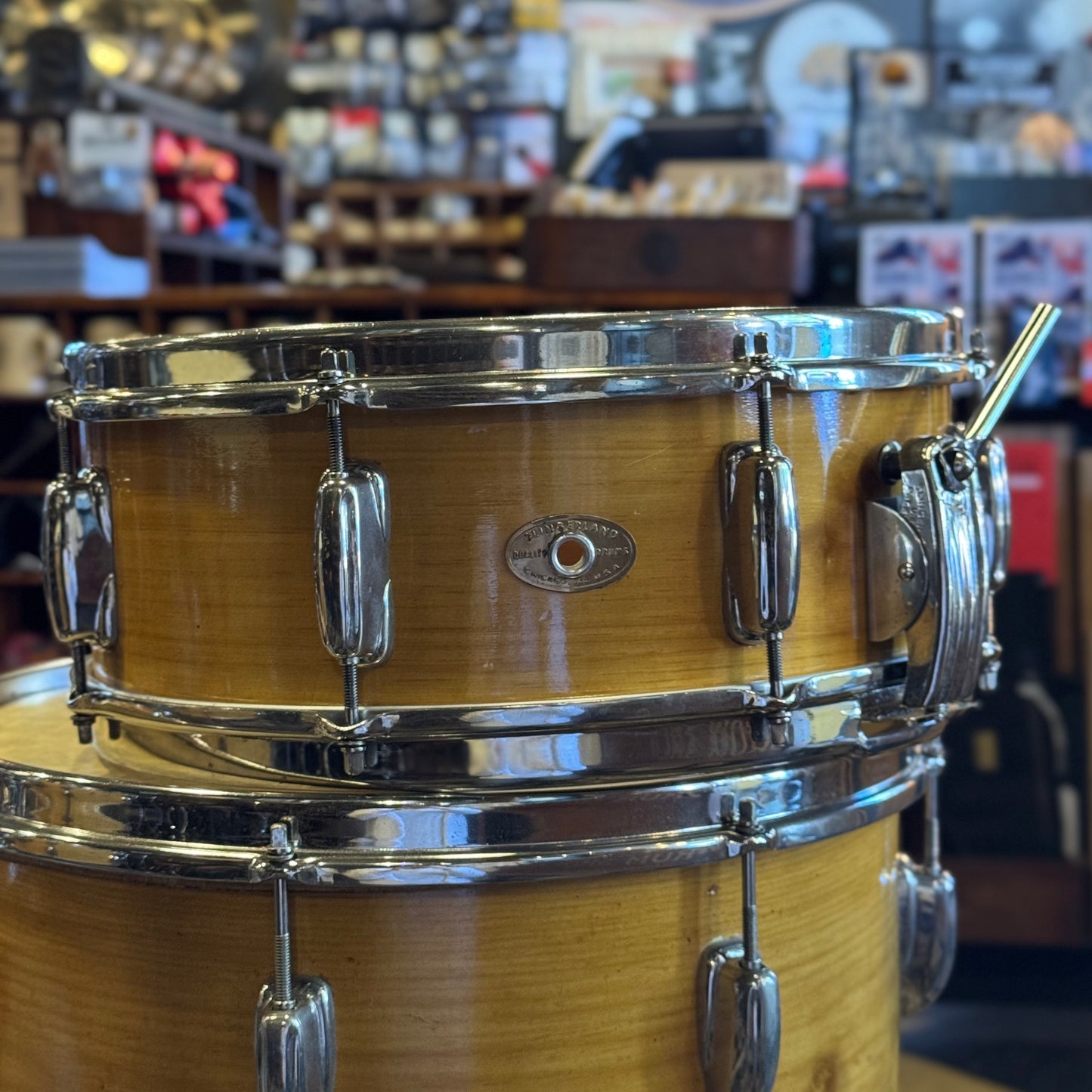 VINTAGE 1950's Slingerland 4pc Radio King Gene Krupa Outfit in Knotty Pine - 14x22, 9x13, 16x16, 5x14