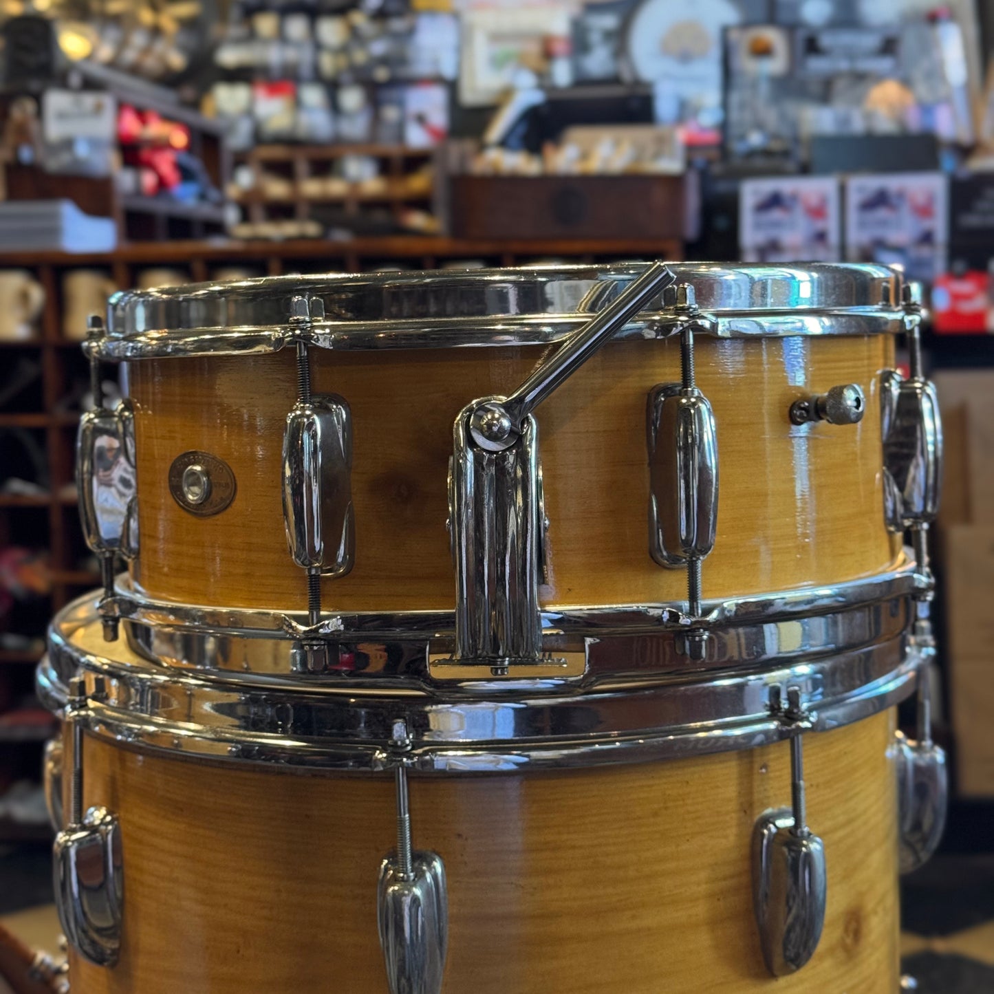 VINTAGE 1950's Slingerland 4pc Radio King Gene Krupa Outfit in Knotty Pine - 14x22, 9x13, 16x16, 5x14