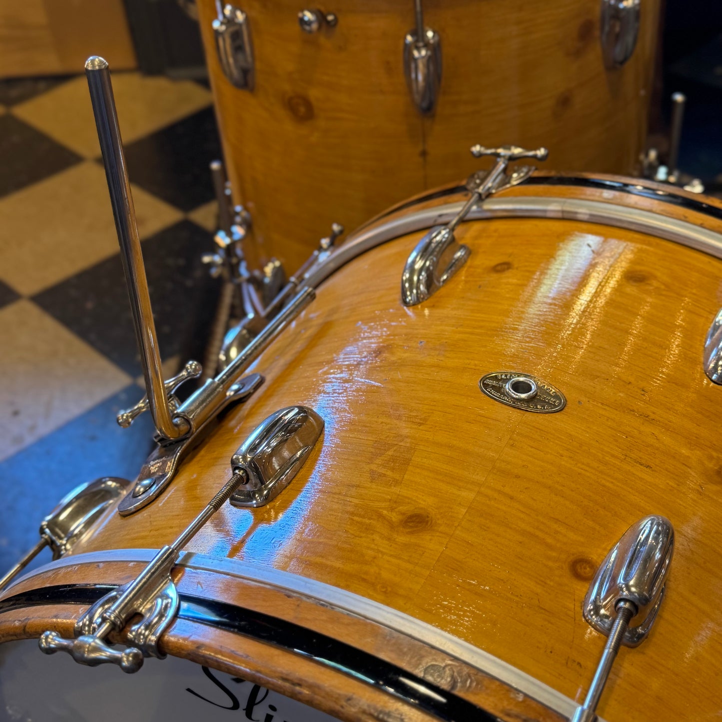 VINTAGE 1950's Slingerland 4pc Radio King Gene Krupa Outfit in Knotty Pine - 14x22, 9x13, 16x16, 5x14