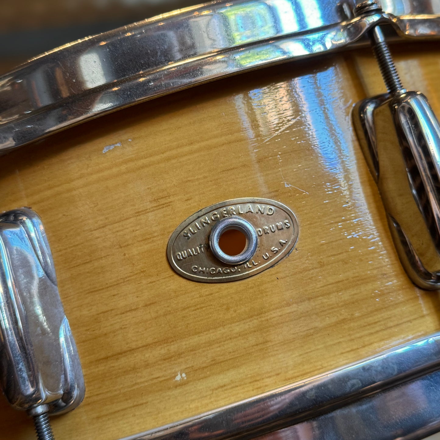 VINTAGE 1950's Slingerland 4pc Radio King Gene Krupa Outfit in Knotty Pine - 14x22, 9x13, 16x16, 5x14