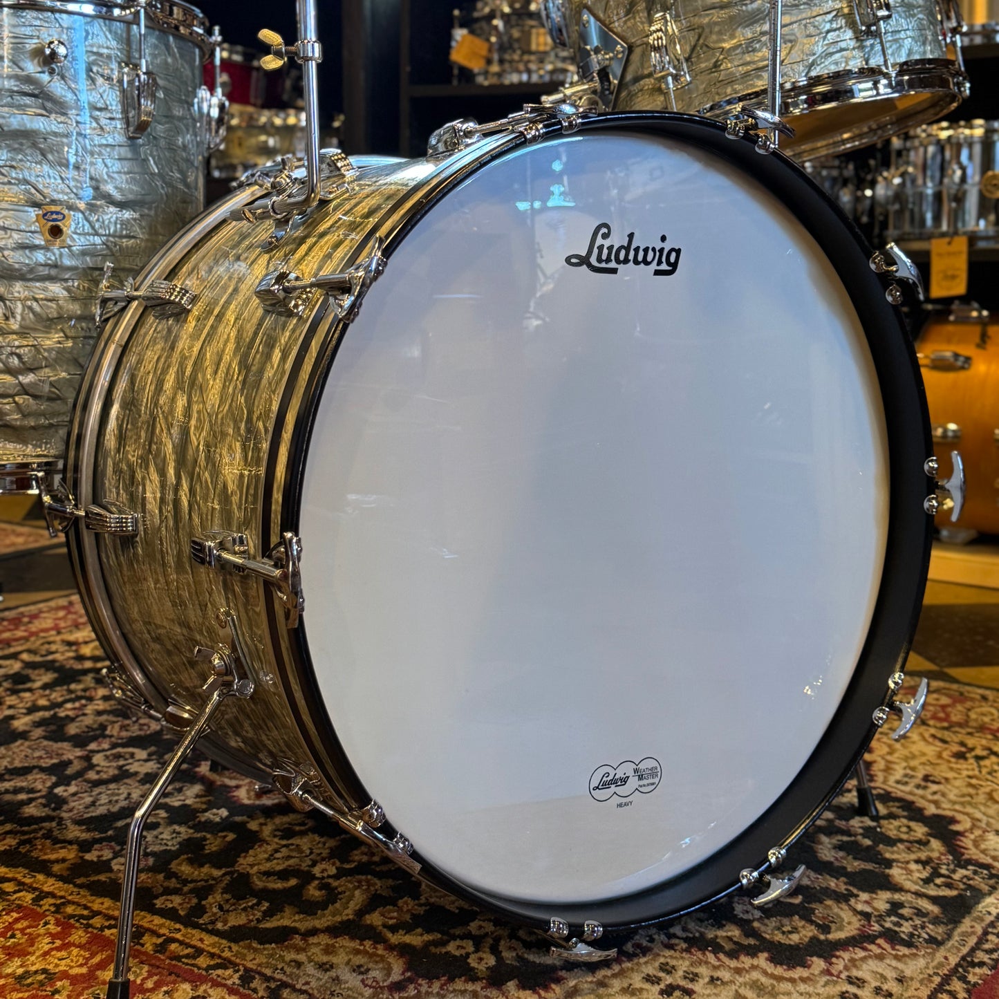 VINTAGE 1950's Ludwig Transition Badge Classic Outfit in Sky Blue Pearl - 14x22, 9x13, 16x16