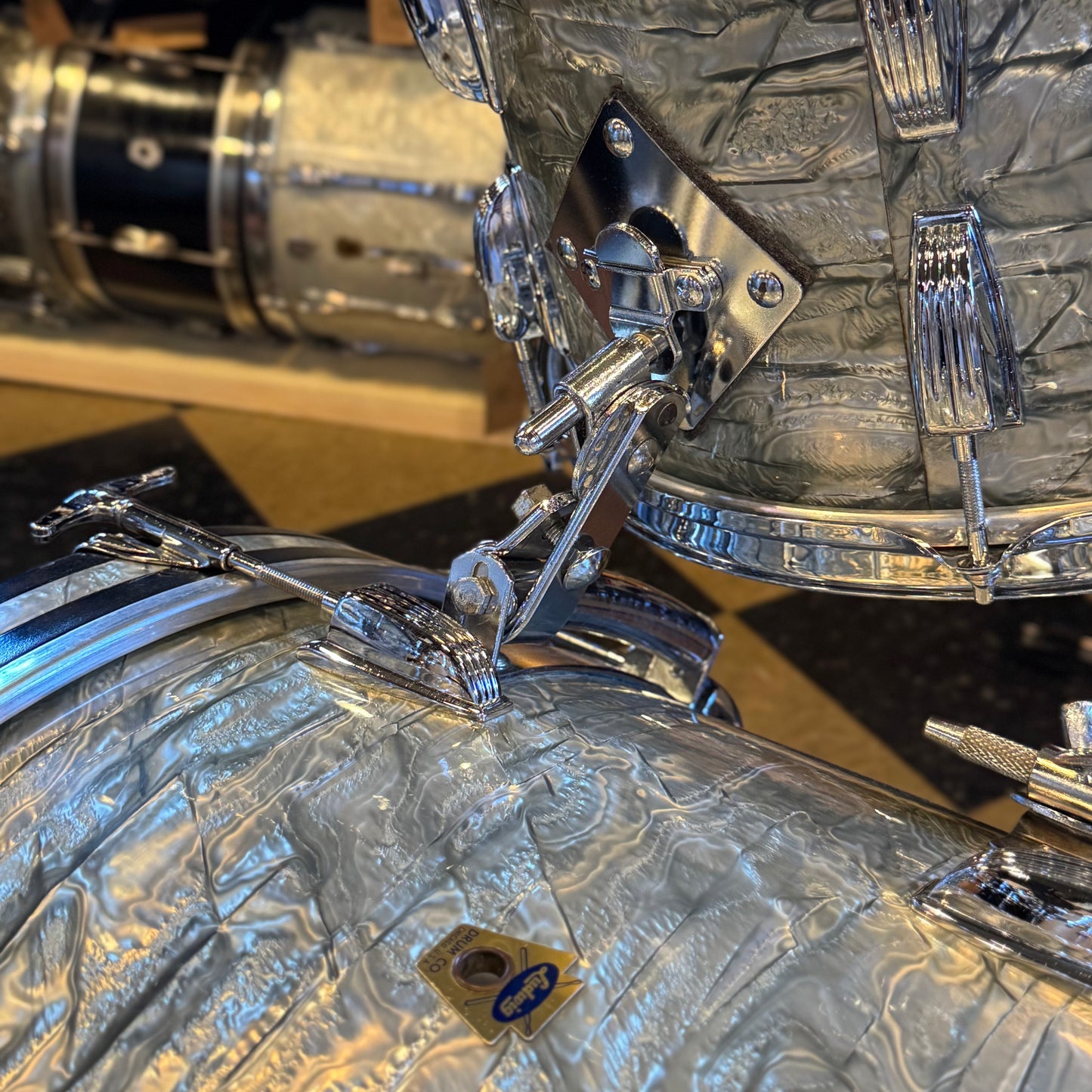 VINTAGE 1950's Ludwig Transition Badge Classic Outfit in Sky Blue Pearl - 14x22, 9x13, 16x16