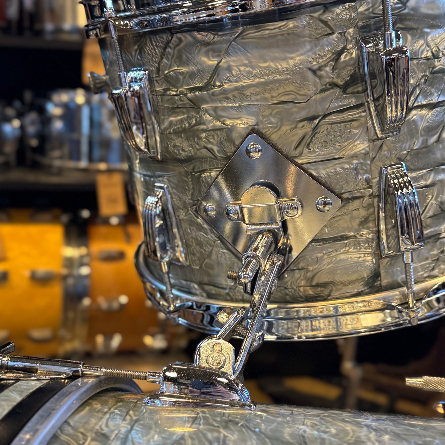 VINTAGE 1950's Ludwig Transition Badge Classic Outfit in Sky Blue Pearl - 14x22, 9x13, 16x16