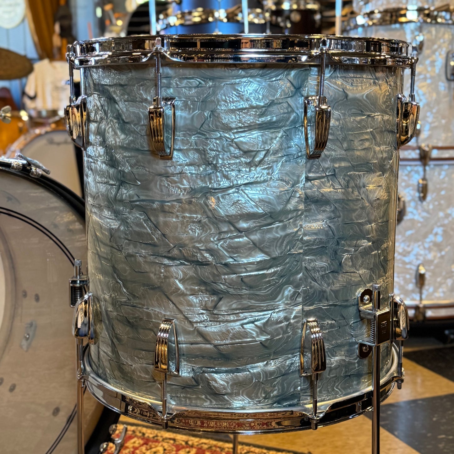 VINTAGE 1950's Ludwig Transition Badge Classic Outfit in Sky Blue Pearl - 14x22, 9x13, 16x16