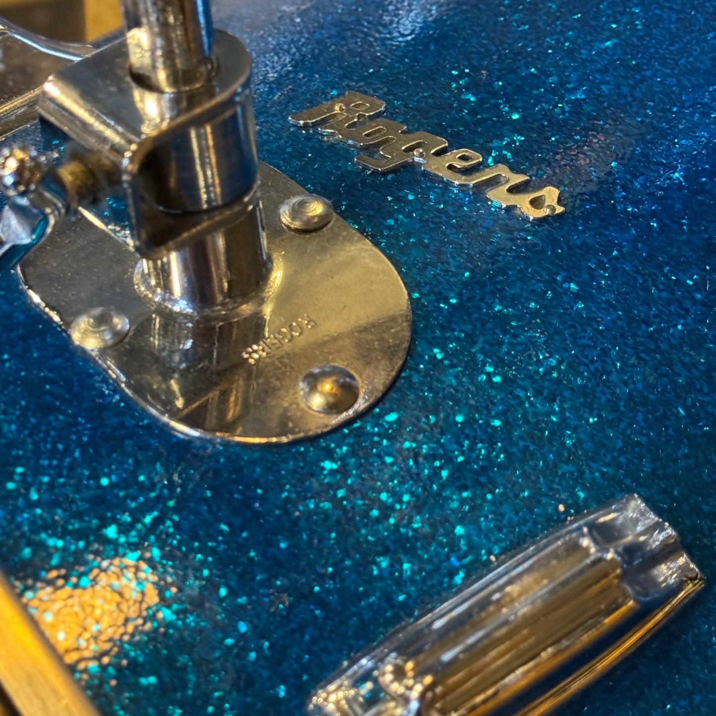 VINTAGE 1960's Rogers Fullerton/Cleveland Era Drum Set in Blue Sparkle - 14x20, 8x12, 9x13, 16x16