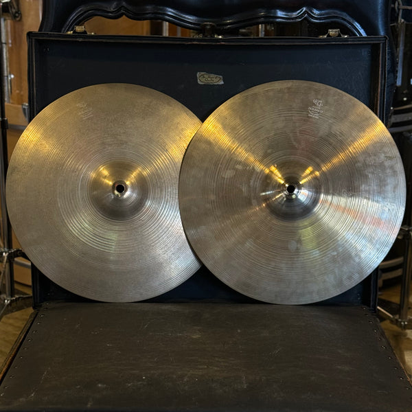 VINTAGE 1950's A. Zildjian 14" Small Stamp Hi-Hat Cymbals - 792/848g