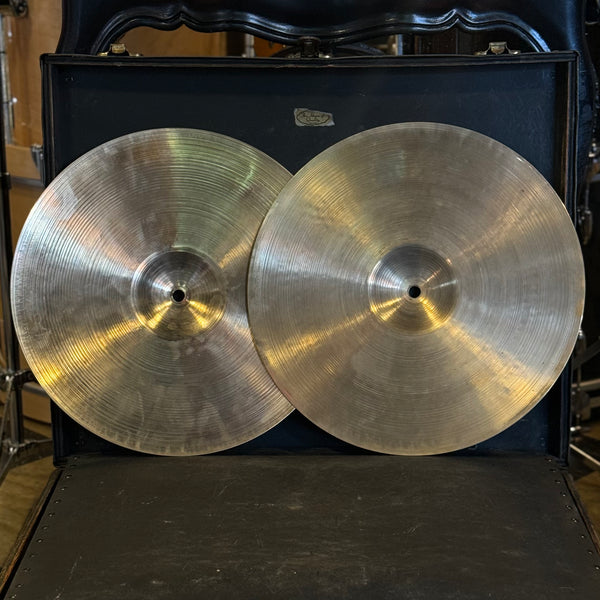 VINTAGE 1950's A. Zildjian 14" Small Stamp Hi-Hat Cymbals - 792/848g