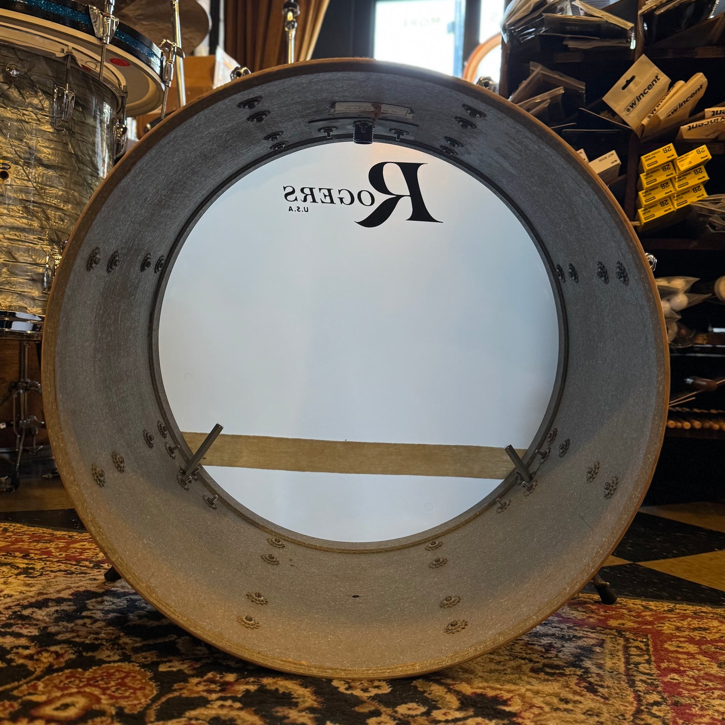 VINTAGE 1960's Rogers Fullerton/Cleveland Era Drum Set in Blue Sparkle - 14x20, 8x12, 9x13, 16x16