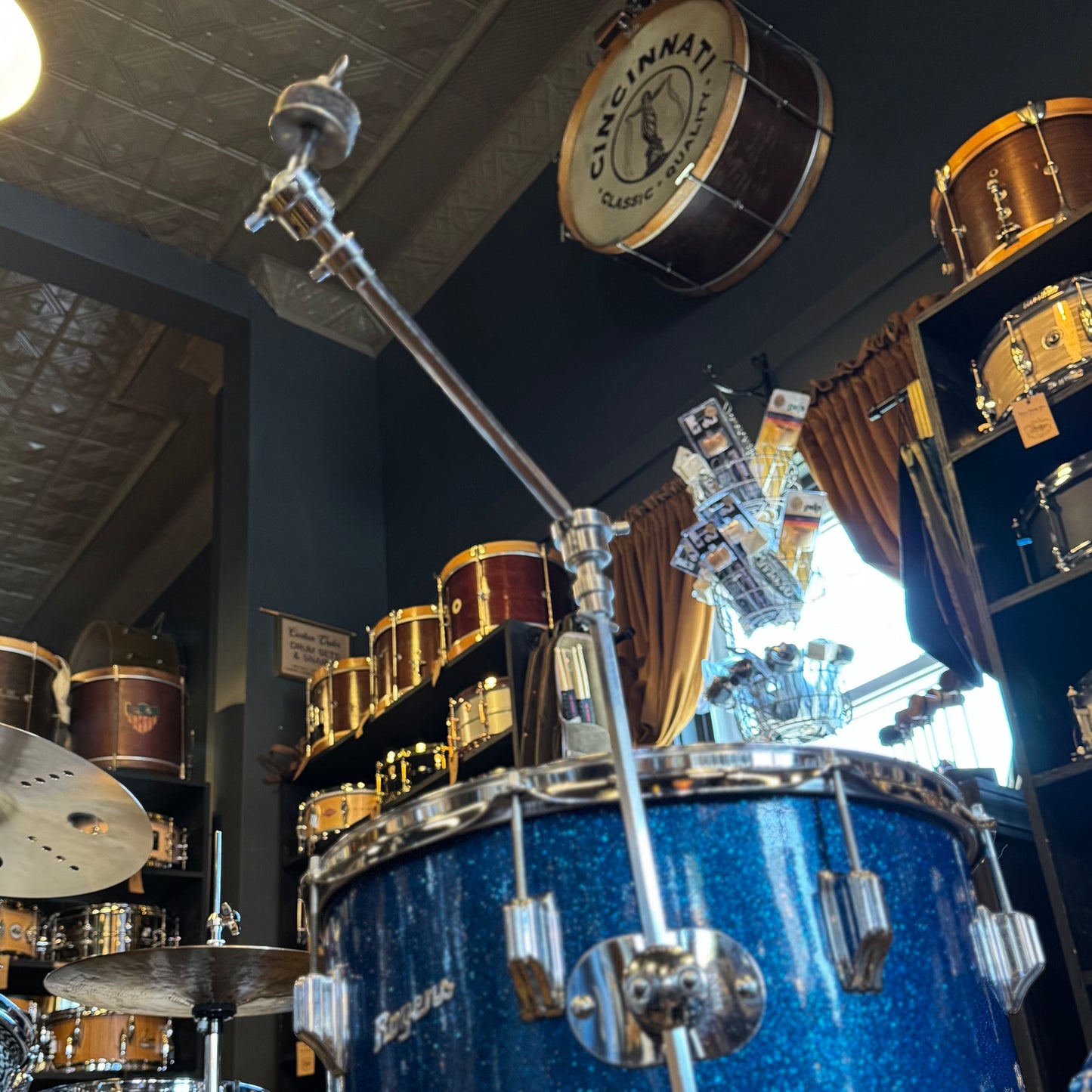 VINTAGE 1960's Rogers Fullerton/Cleveland Era Drum Set in Blue Sparkle - 14x20, 8x12, 9x13, 16x16