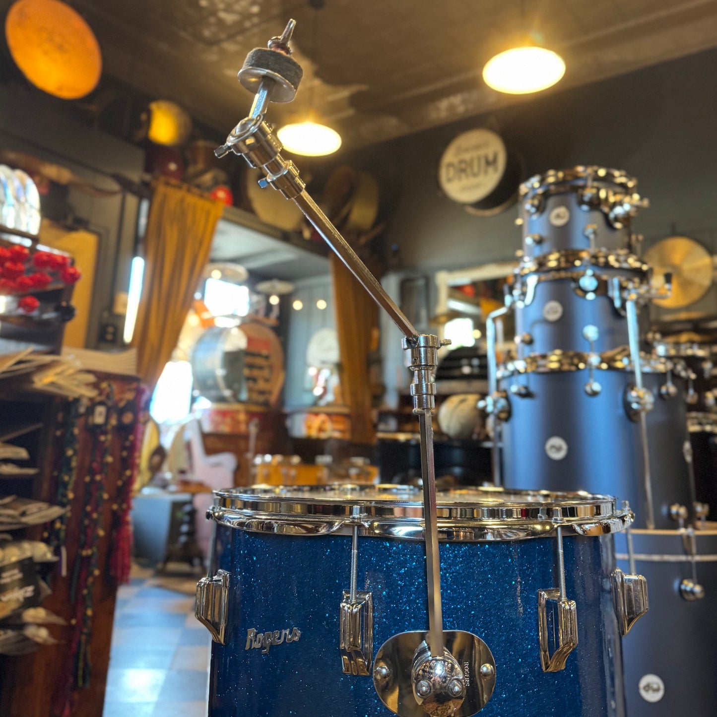 VINTAGE 1960's Rogers Fullerton/Cleveland Era Drum Set in Blue Sparkle - 14x20, 8x12, 9x13, 16x16
