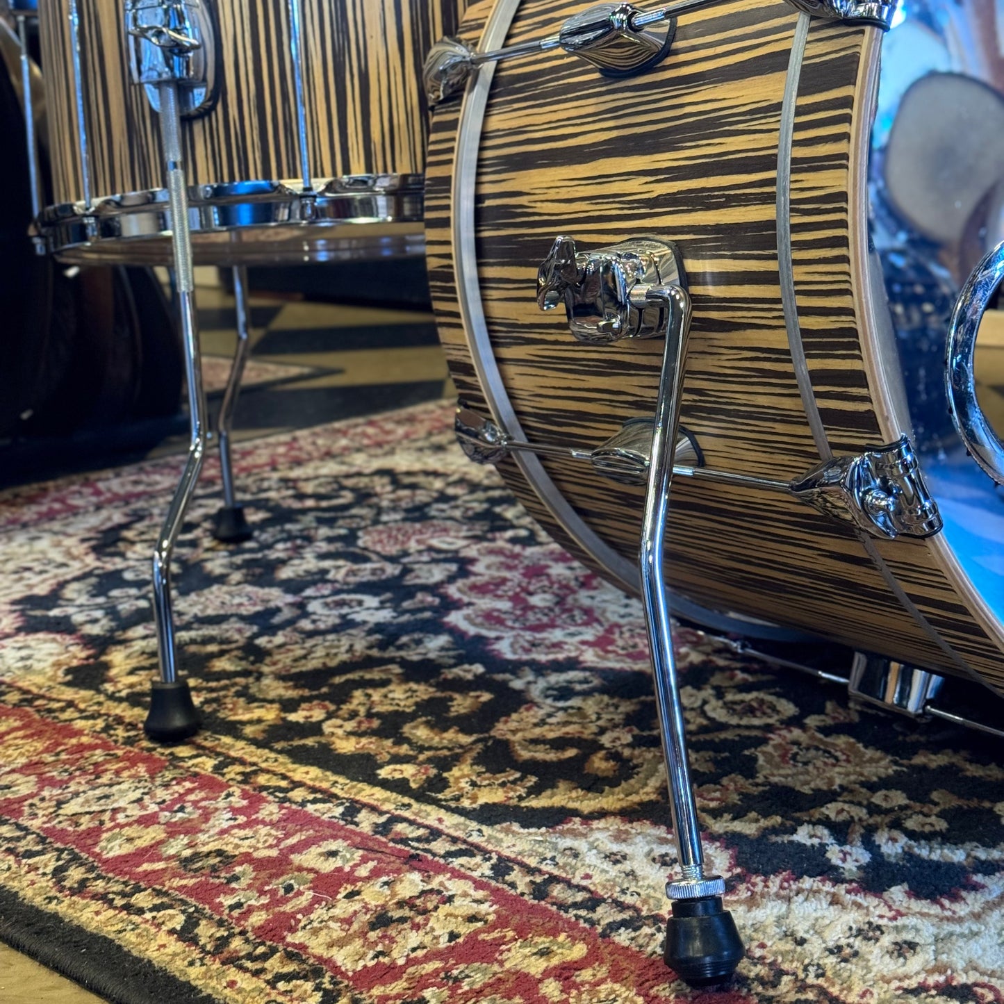 USED Barton Drum Co 3pc Essential Beech in Limited Edition Vertical Grain Zebrawood - 14x20, 8x12, 14x14
