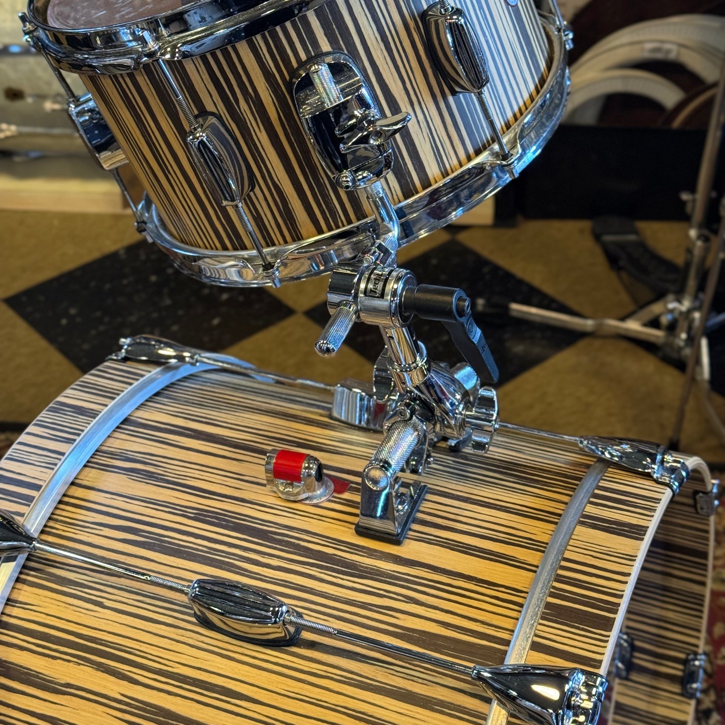 USED Barton Drum Co 3pc Essential Beech in Limited Edition Vertical Grain Zebrawood - 14x20, 8x12, 14x14