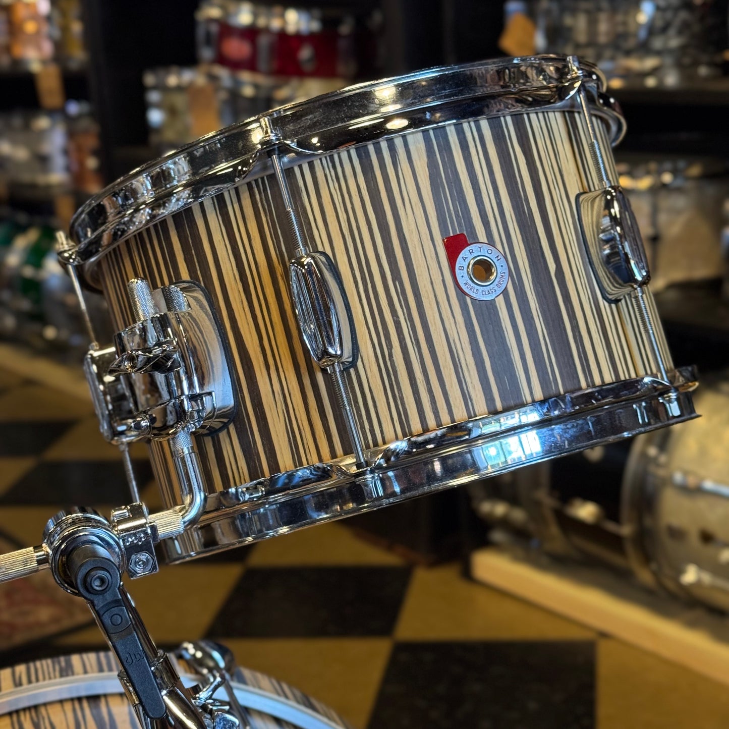 USED Barton Drum Co 3pc Essential Beech in Limited Edition Vertical Grain Zebrawood - 14x20, 8x12, 14x14