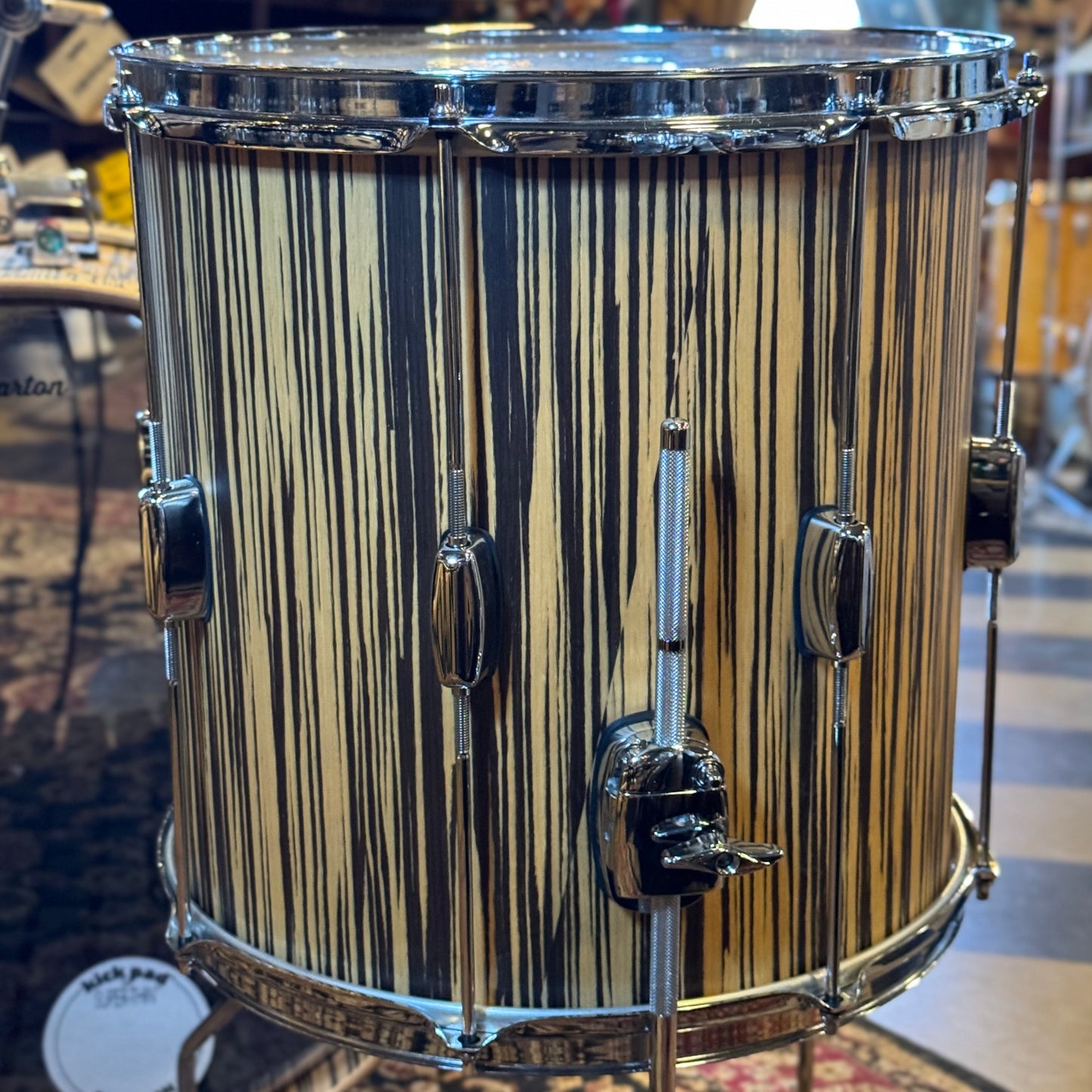 USED Barton Drum Co 3pc Essential Beech in Limited Edition Vertical Grain Zebrawood - 14x20, 8x12, 14x14