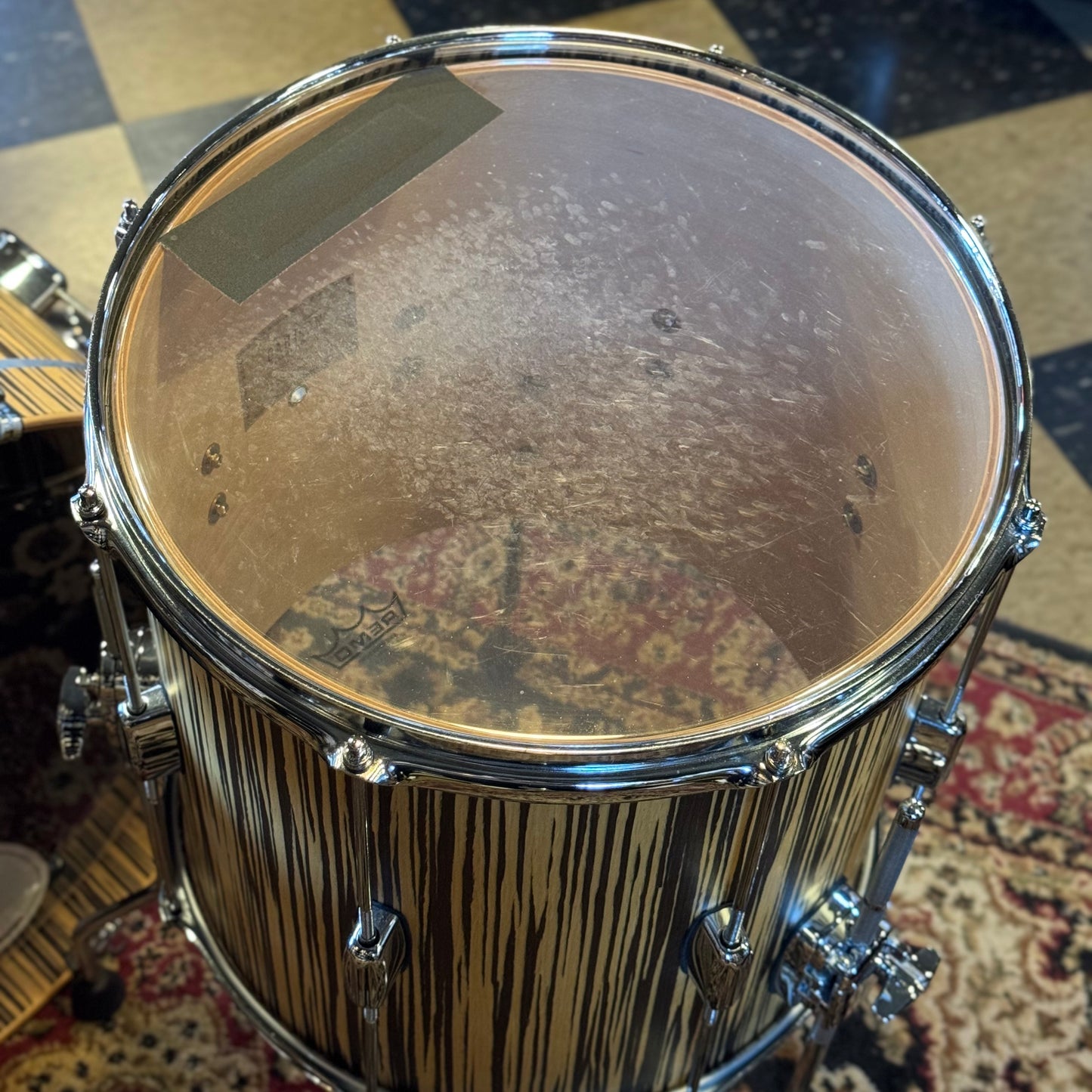 USED Barton Drum Co 3pc Essential Beech in Limited Edition Vertical Grain Zebrawood - 14x20, 8x12, 14x14