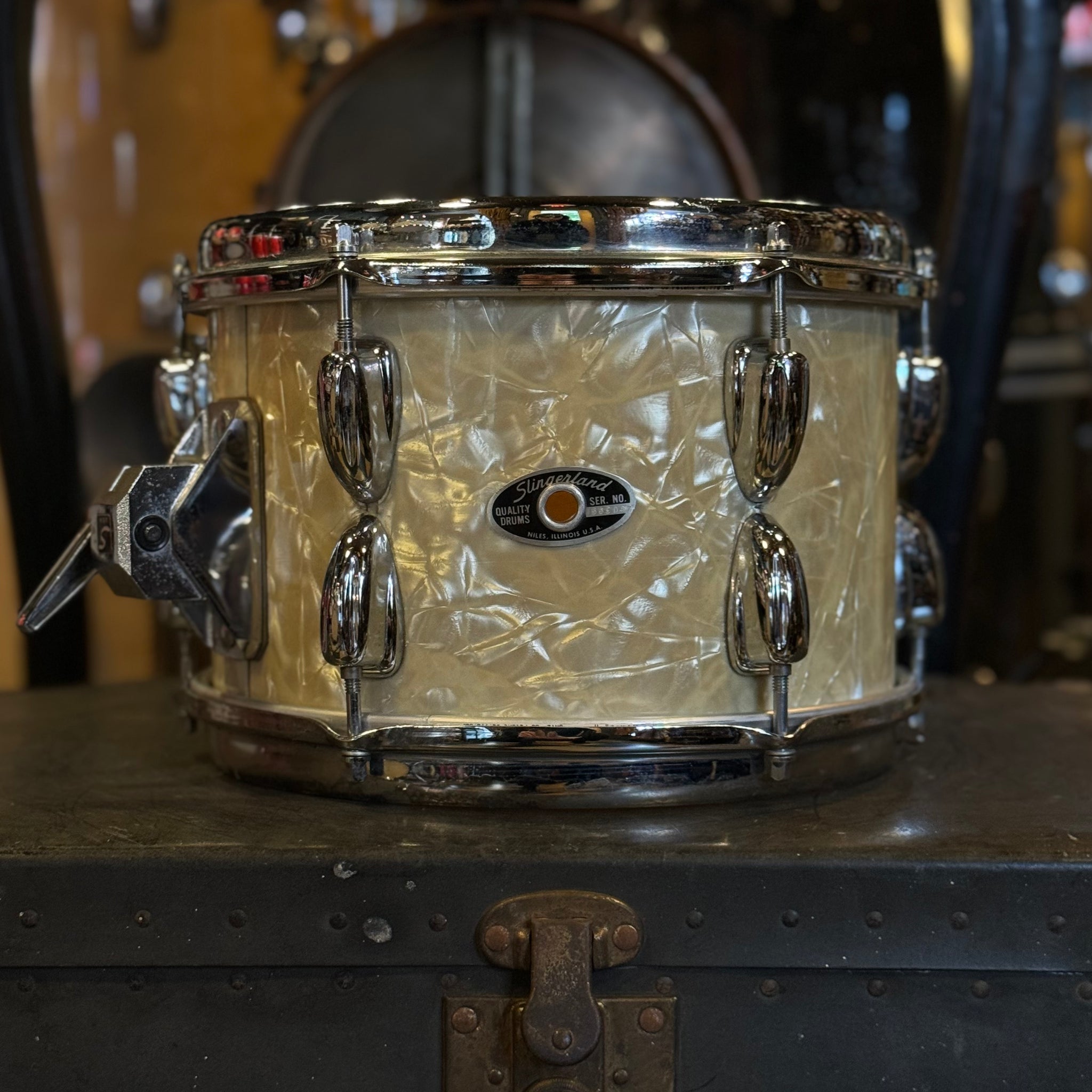 VINTAGE 1970's Slingerland 7x10 Tom In White Marine Pearl