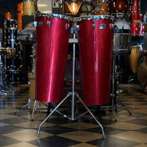 VINTAGE 1970's Ludwig Conga Set in Red Sparkle