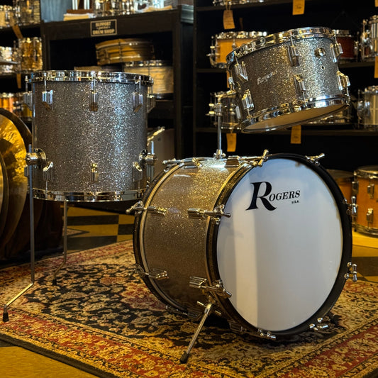 VINTAGE 1960's Rogers Cleveland Era Holiday Bop Kit in Silver Sparkle - 14x18, 8x12, 14x14