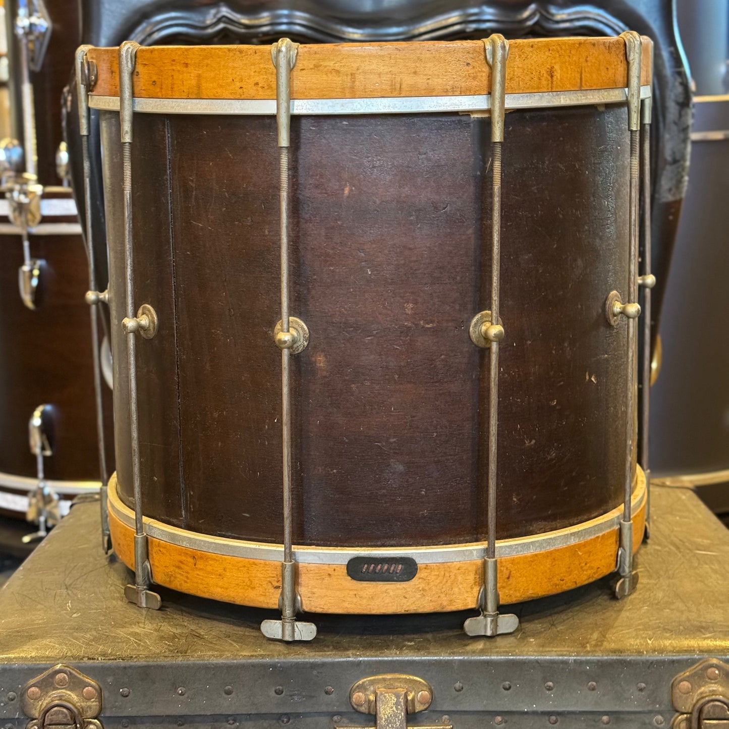 VINTAGE 1940's Ludwig & Ludwig 12x15 Marching Snare in Natural Mahogany