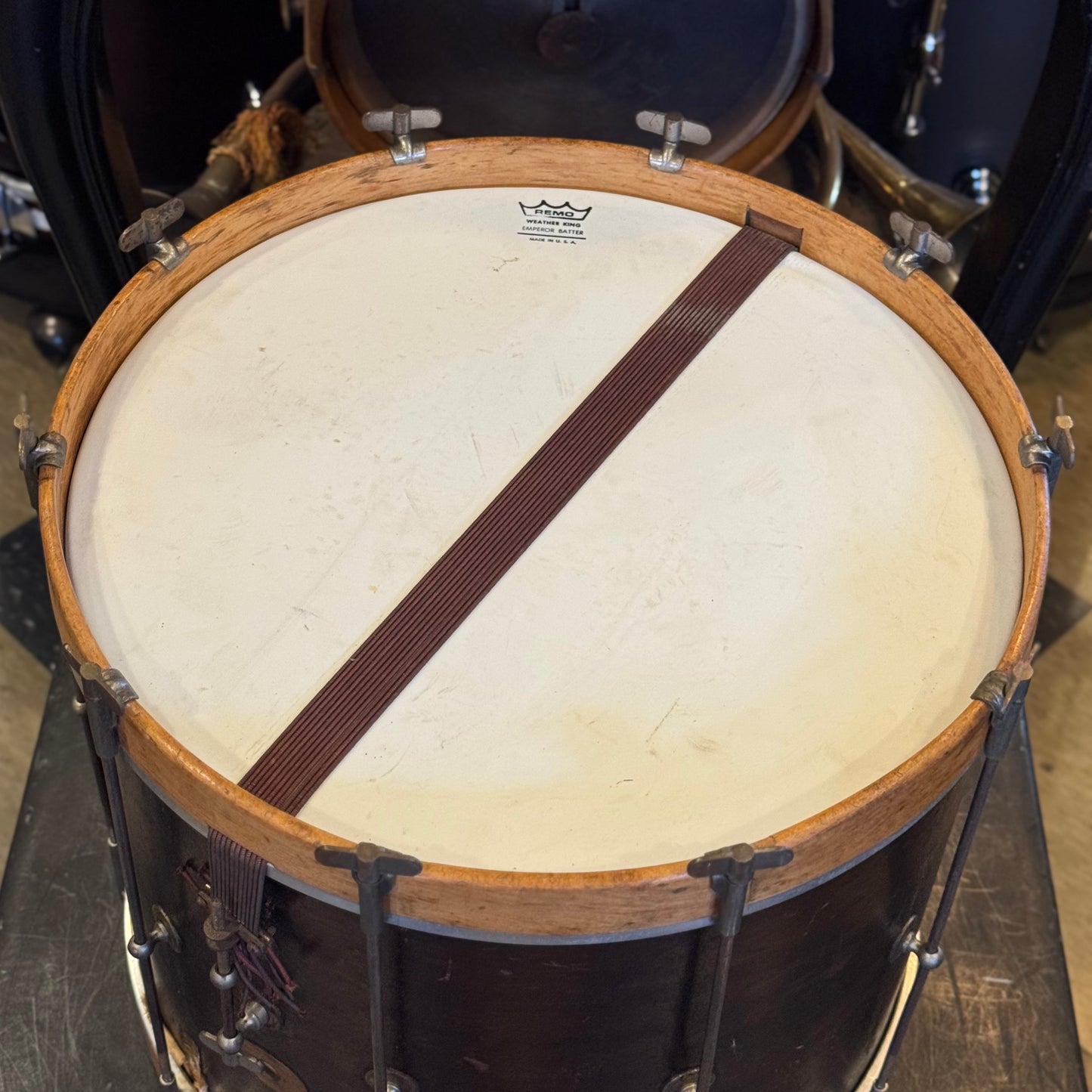 VINTAGE 1940's Ludwig & Ludwig 12x15 Marching Snare in Natural Mahogany
