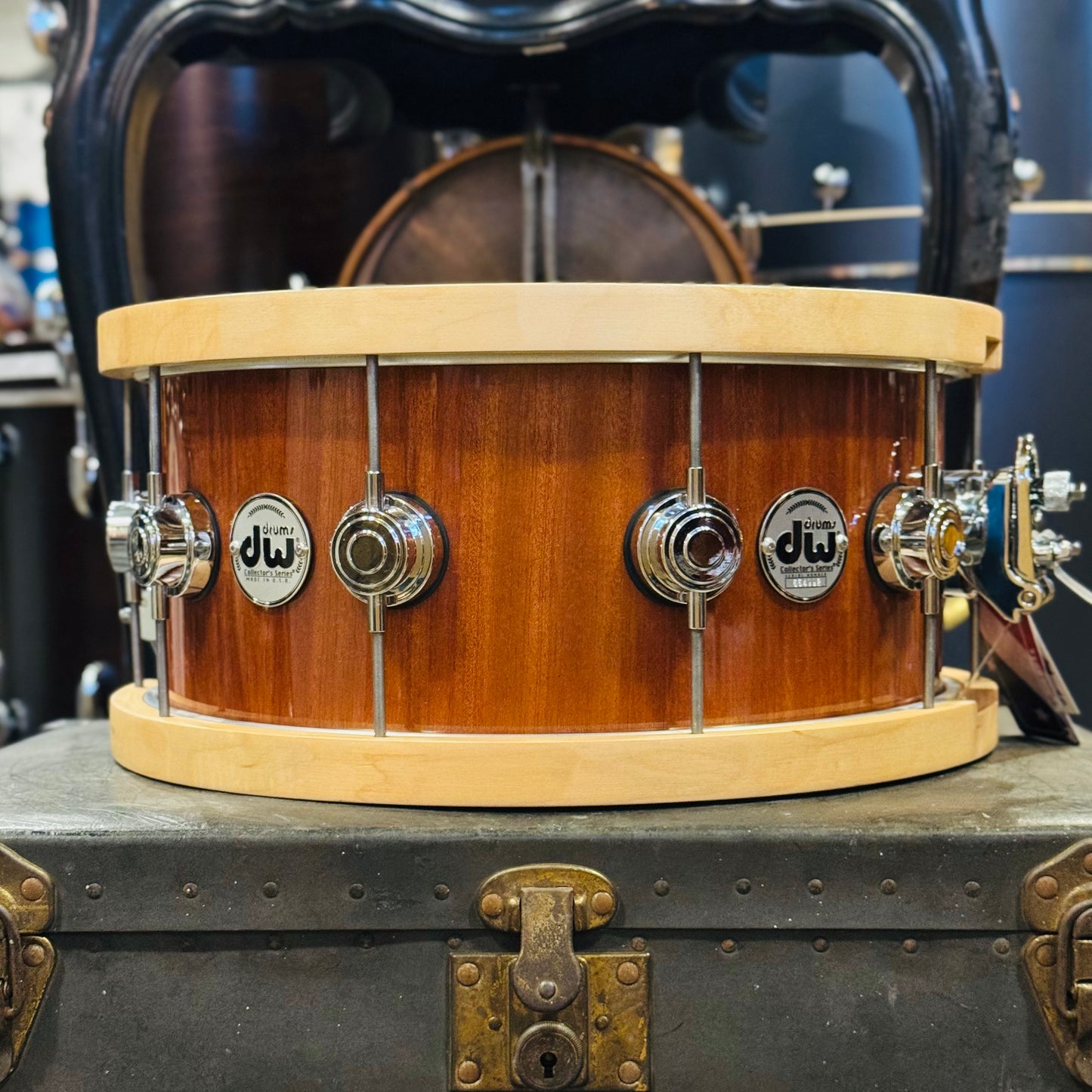 Walfredo Reyes Jr Collection DW Collectors 6.5x14 Maple Mahogany Wood Hoop Snare Drum