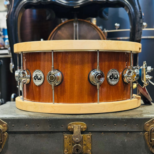 Walfredo Reyes Jr Collection DW Collectors 6.5x14 Maple Mahogany Wood Hoop Snare Drum