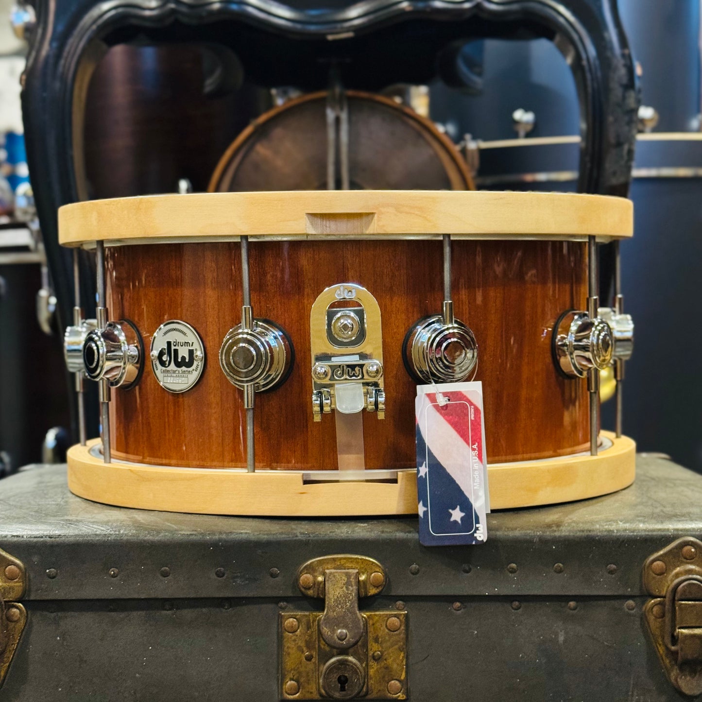 Walfredo Reyes Jr Collection DW Collectors 6.5x14 Maple Mahogany Wood Hoop Snare Drum