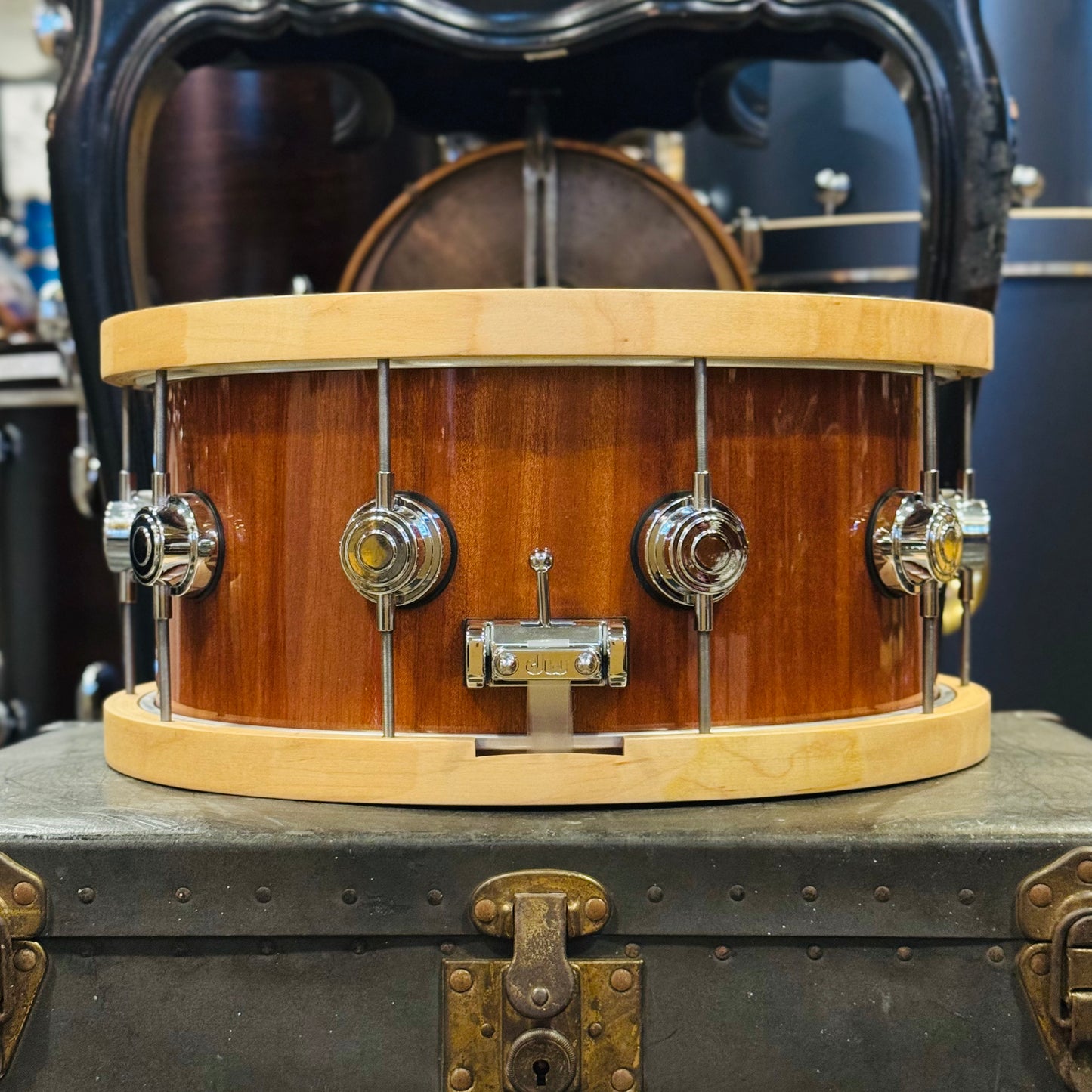 Walfredo Reyes Jr Collection DW Collectors 6.5x14 Maple Mahogany Wood Hoop Snare Drum